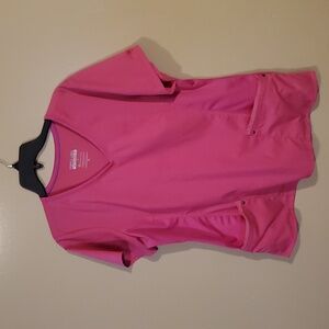 Healing Hands Yoga Pink V-Neck Scrub Top